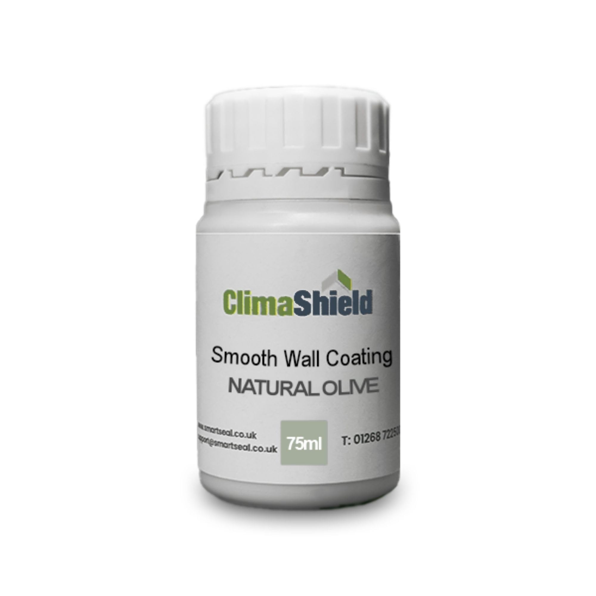 ClimaShield Wall Coating Smooth - Natural Olive, 75ml Sample - Olive Green Masonry Paint & Durable Acrylic Paint for Walls to Waterproof & Protect Brick, Render, Cement & Concrete. Lasts up to 15 yrs