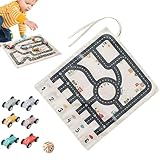 Alfombra De Juego Lienzo Con Coche De Madera, Juego De Mesa Interactivo Padre-Hijo Con Dados, Juguete Educativo Para Niños, Fomenta Imaginación, Resolución De Problemas & Pensamiento Crítico, Regalo D
