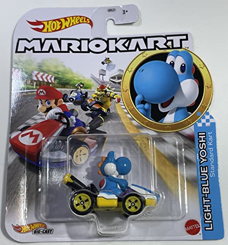 Hot Wheels Mario Kart Light Blue Yoshi Kart 2023 miniatura 1