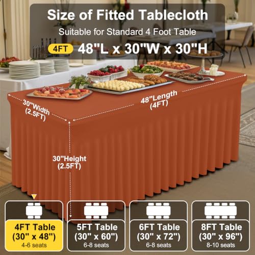 Image of Smiry Spandex Elastic Fitted Table Cloth Skirt for 4FT Rectangle Table