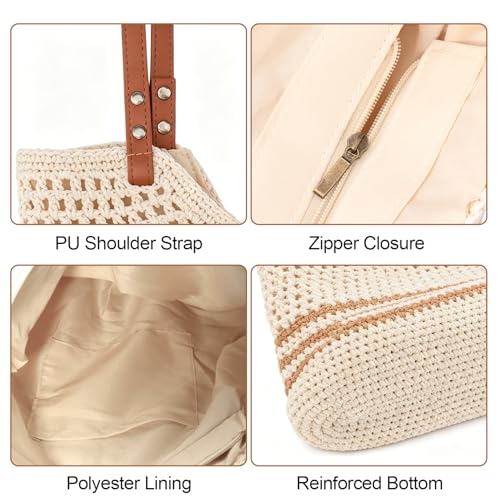 Bolso de playa tejido con cremallera para mujer miniatura 5