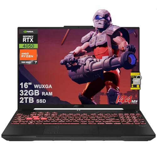 Image of ASUS TUF Gaming A16 Laptop 16 inch WUXGA 144Hz AMD 6-core Ryzen 7 7445HS 32GB DDR5 2TB SSD GeForce RTX 4050 (Up to 194 AI Tops) RGB Backlit USB4 AI Noise Cancelation Wi-Fi6 Win11 ICP Hub