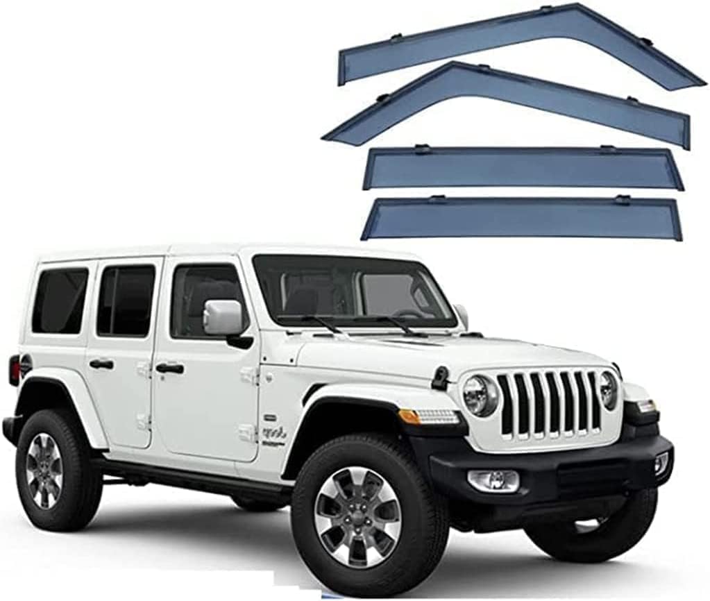 PANXUC Car Wind Deflectors for Jeep Wrangler JK JL 2010-2022, Side Window Wind Rain Deflector Window Visor Sun Rain Guard Smoke Guards
