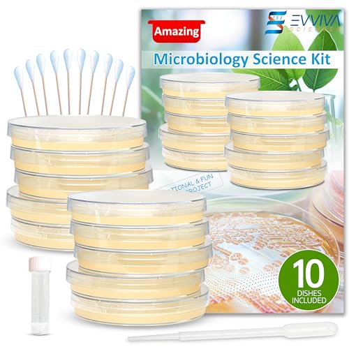 Evviva Sciences Microbiology Science Project Kit, Pre-Poured Agar Plates for Students, Agar Petri Dishes to Learn Microbiology, with Educational Experiment eBook Evviva Sciences Microbiology Science Project Kit, Pre-Poured Agar Plates for Students, Agar Petri Dishes to Learn Microbiology, with Educational Experiment eBook
