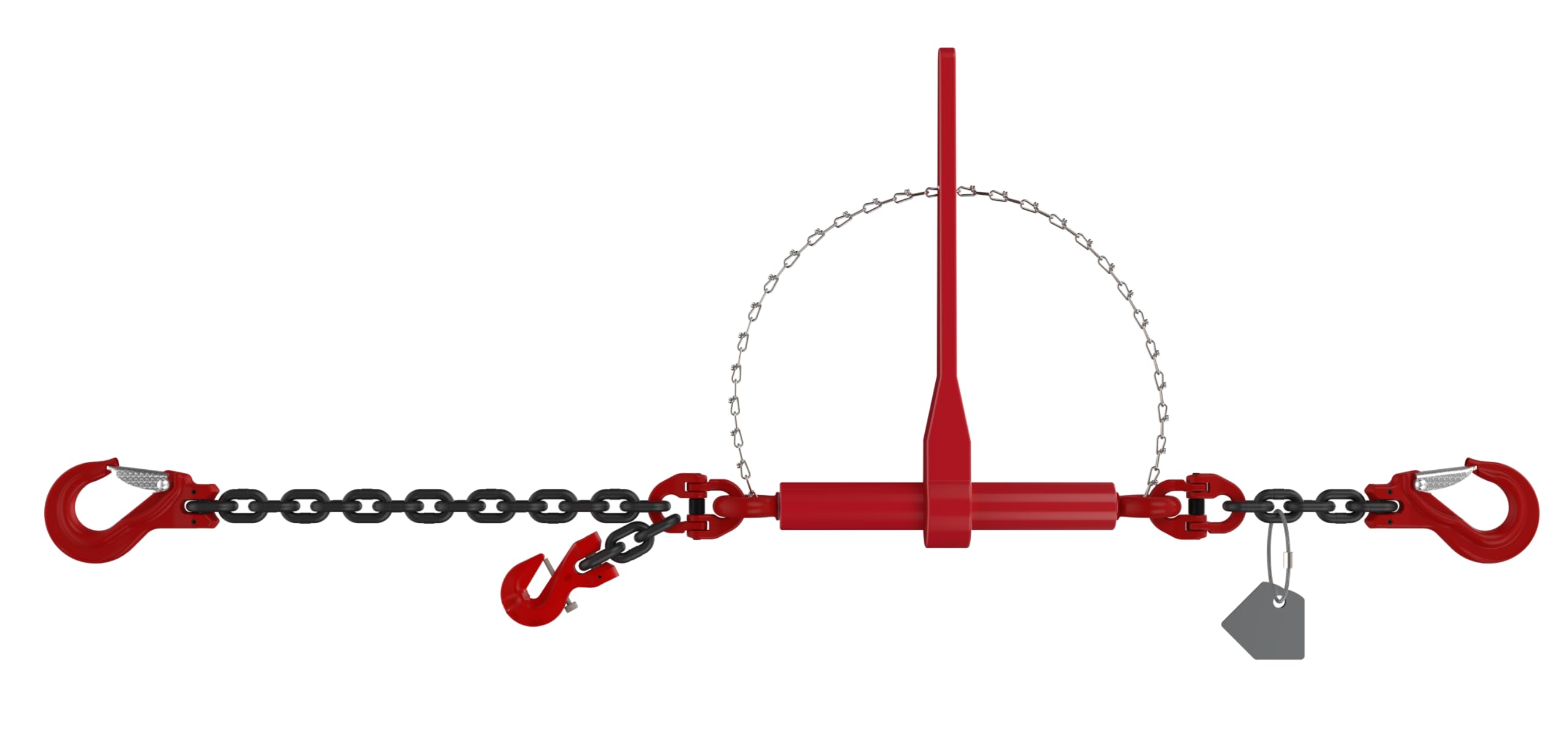 Dolezych PowerLash L-150 Tension Lashing Chain 6300 daN, 1 Piece, with Clevis Hook, 3.5 m Length, Chain 10-8, Black/Red, Black/Red
