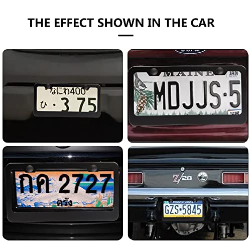 License Plate Frames, 2 Pack Chrome License Plate Frame, Universal Car License Plate Covers. Rust-Proof,Slim Stainless Steel Polish Mirror License Plate Frame And Chrome Screw Caps (Black) #TOP5