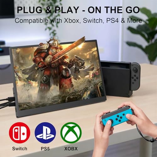 Image of IBW 10.5 inch 500 Nits 2000:1 FHD 1280P IPS Monitor, Ultra-Slim USB-C HDMI HDR Portable Monitor w /Kickstand & Dual Speaker, Gaming Travel Monitor for Laptop PC (15.6 inch 1080P)