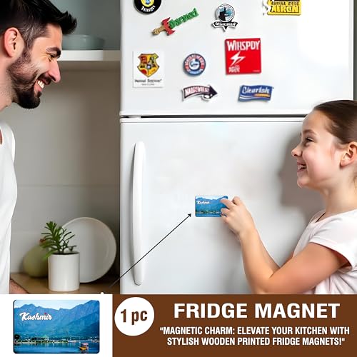Image of Elegant Fridge Magnet with Themes |Rectangular Size Refrigerator Magnet with Magnetic Rubber Back | Pack of 1, 8.6cm X 5.4cm (Kashmir - Design 2)