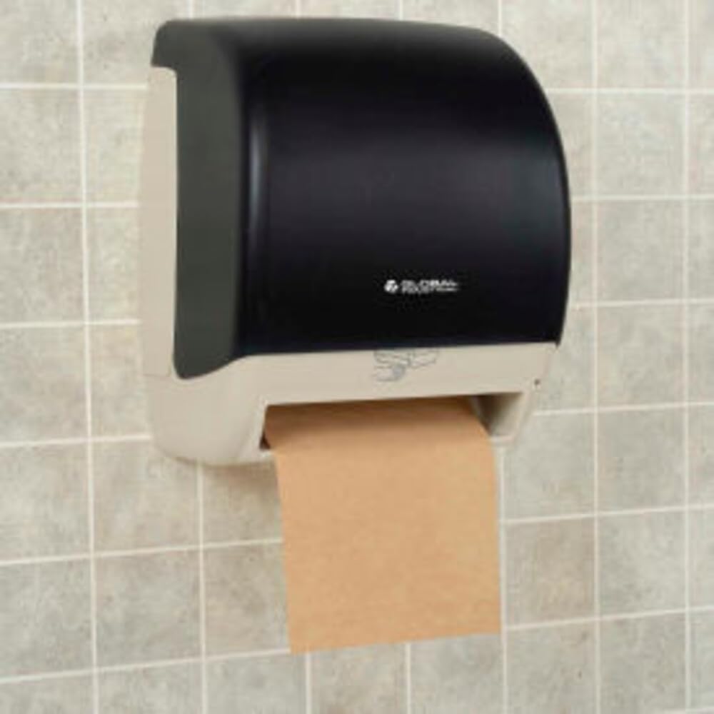 Plastic Automatic Roll Paper Towel Dispenser by Global Industrial – 8", Plastic, Smoke Gray/Beige, Model TD024501-063