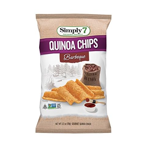 Simply 7, Quinoa Chips, Barbeque, BBQ, 3.5 Oz, 12 Pack, Non-GMO, Nut-Free, Vegetarian, Low Calorie, Plant-Based, Cholesterol-Free, Low Fat, Vegan Snack Cover