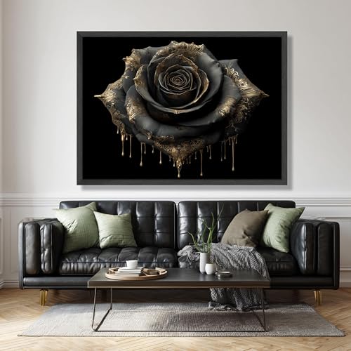 Décoration murale florale rose noire pour salon et bureau moderne