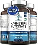 Magnesium Glycinate High Strength 1500mg - High Absorption, Easy to Digest - UK Made Supplement for Sleep & Energy - Mag Bisglycinate with Vitamin B6 Tablets - 300mg Elemental Magnesium - 60 Capsules