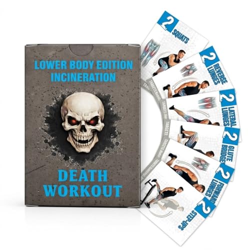 Death Workout Lower Body Fitness Cards 70 Card Bodyweight Deck Squats Lunges Step-Ups Glute Bridges Wall Sit No Equipment Durable