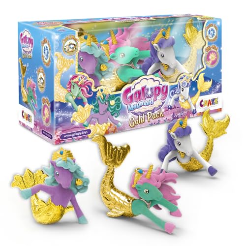 Galupy Mermaid Set de 3 Unicornios Sirena para Niñas, Figuras de Unicornio Coleccionable, 3...
