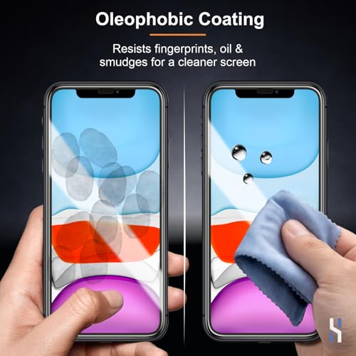 Image of Tempered Glass for iPhone 11 | XR (6.1 Inch) Military Grade 9H Screen Guard, Anti-Scratch, Shatterproof, Edge-to-Edge Full Coverage - Black Border