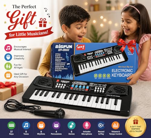 Image of 37-Key Electronic Piano Keyboard with Microphone - Portable Digital Keyboard for Kids, Students & Beginners | Electric Piano for Practice, Learning & Music Training