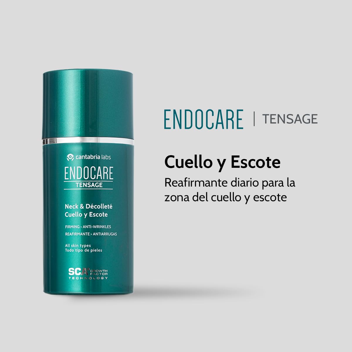Cantabria Labs – Endocare Tensage Cuello y Escote – Crema Reafirmante 80 ml – Mejora flacidez, acumulación de grasa, tono irregular.