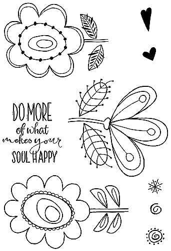 Woodware Jane Gill-Petal Doodles Stamp Set-Happy Soul, 4 x 6 inches, Clear
