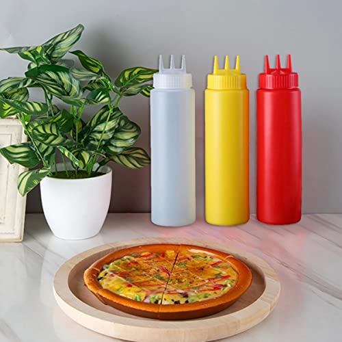 Bisnaga para Molhos Porta Condimentos 3 Pontas Triplo 650 mls Hamburguer e Decoração 3pçs