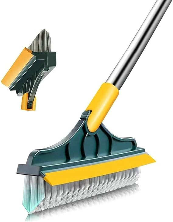 Spazzolone 2 in 1 con manico lungo, spazzola per fughe, raschietto, spazzola per la pulizia con Spazzolone 2 in 1 con manico lungo, spazzola per fughe, raschietto, spazzola per la pulizia con