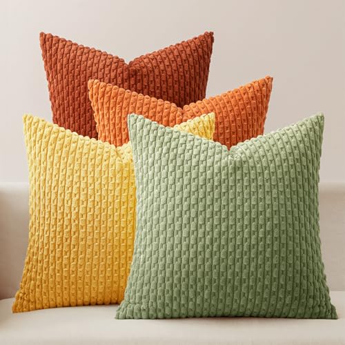MIULEE Burnt Orange Decorative Throw Pillow Covers for Couch Modern
