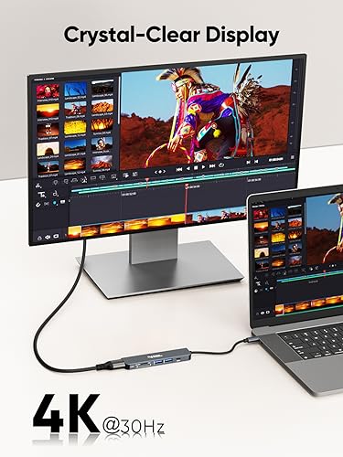 Image of CableCreation 6-in-1 USB C Hub Multiport USB-C Adapter(Lite Series),Type C Docking Station Dongle,4K HDMI Output,USB 3.0 /2.0 Ports,100W Power Delievery,SD /TF Cards Reader for MacBook Pro /Air,Iphone 15