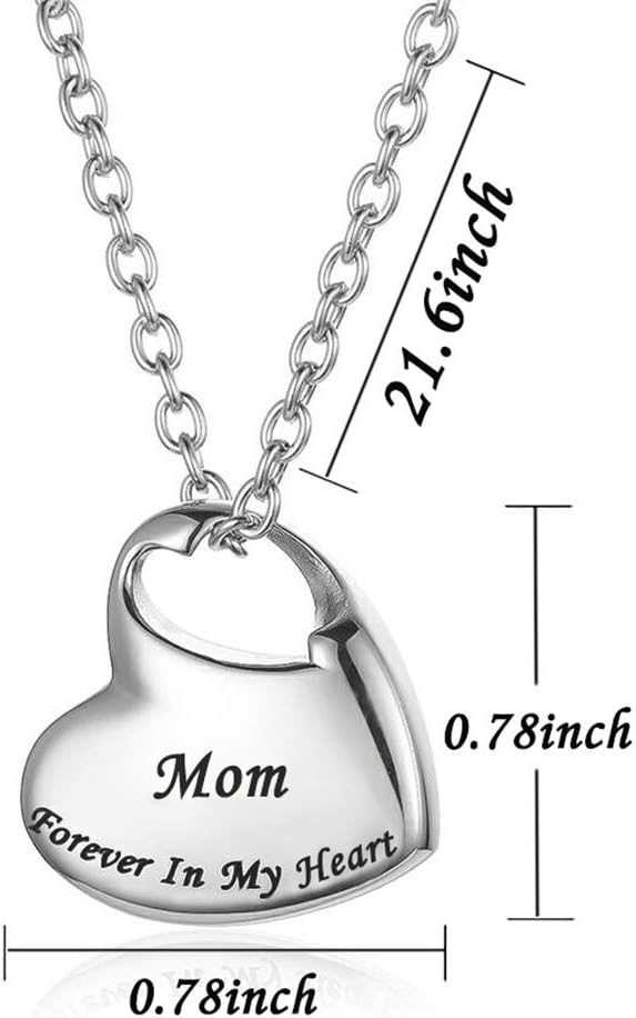 Cremation Urn Necklace for Ashes Urn Jewelry,Forever in My Heart Carved Stainless Steel Keepsake Waterproof Memorial Pendant for mom & dad with Filling Kit… - Image 2