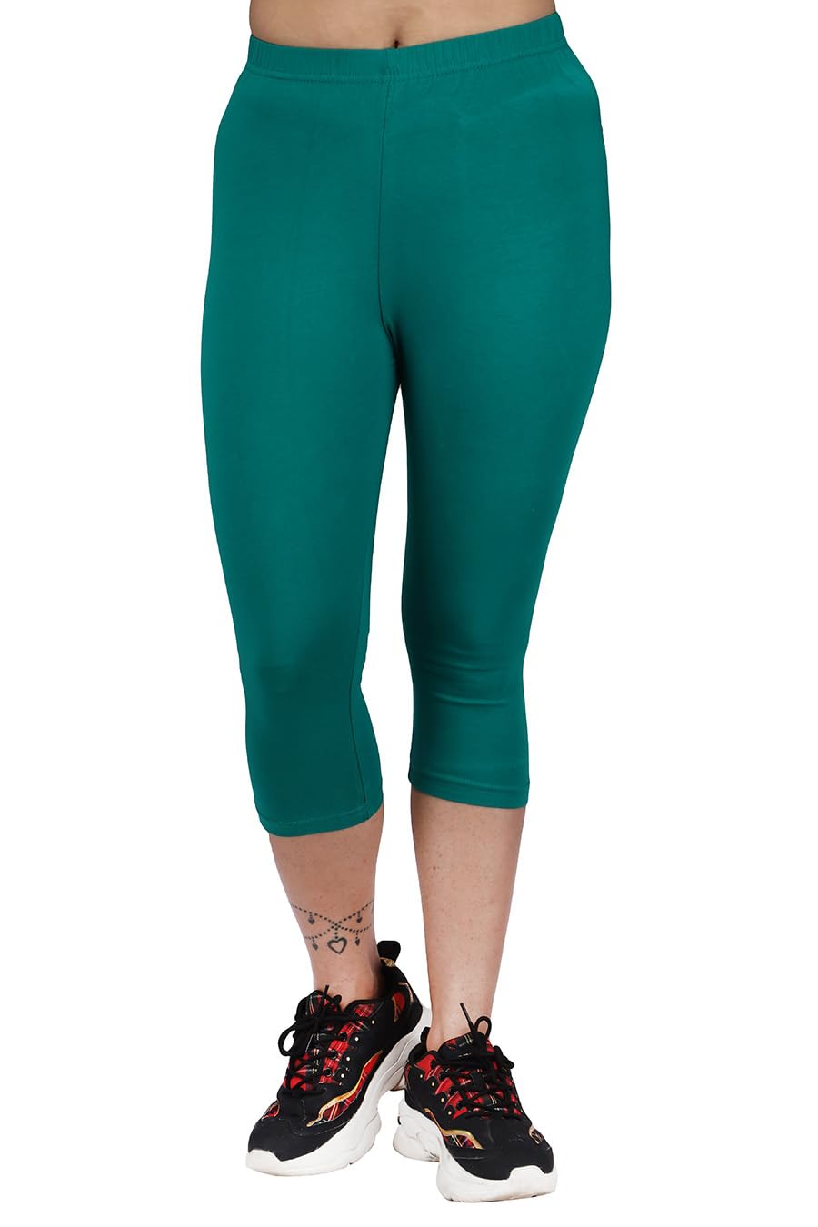 comfort lady Woman's Cotton Blend Casual Regular Fit Plain 3/4th Knee Capri Pants I Cherry Blossom-picture-15