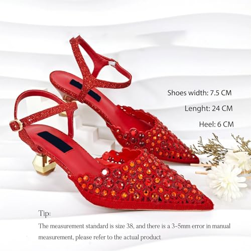 Women Shoes and Bag Set African Lady Embellished Pointed Toe Cutout Heels Square Clutch Bag Black4