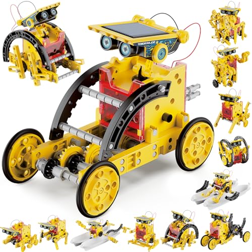 JOYNICS Kit de Robot para Niños 12 en 1 Amarillo,Robot Solar Stem de Construcción, Juego de Ciencia y Experimentos...