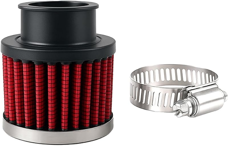 Filtro de ar para admissão automotiva Zpana com entrada de 2,54 cm e abraçadeira ajustável – Vermelho