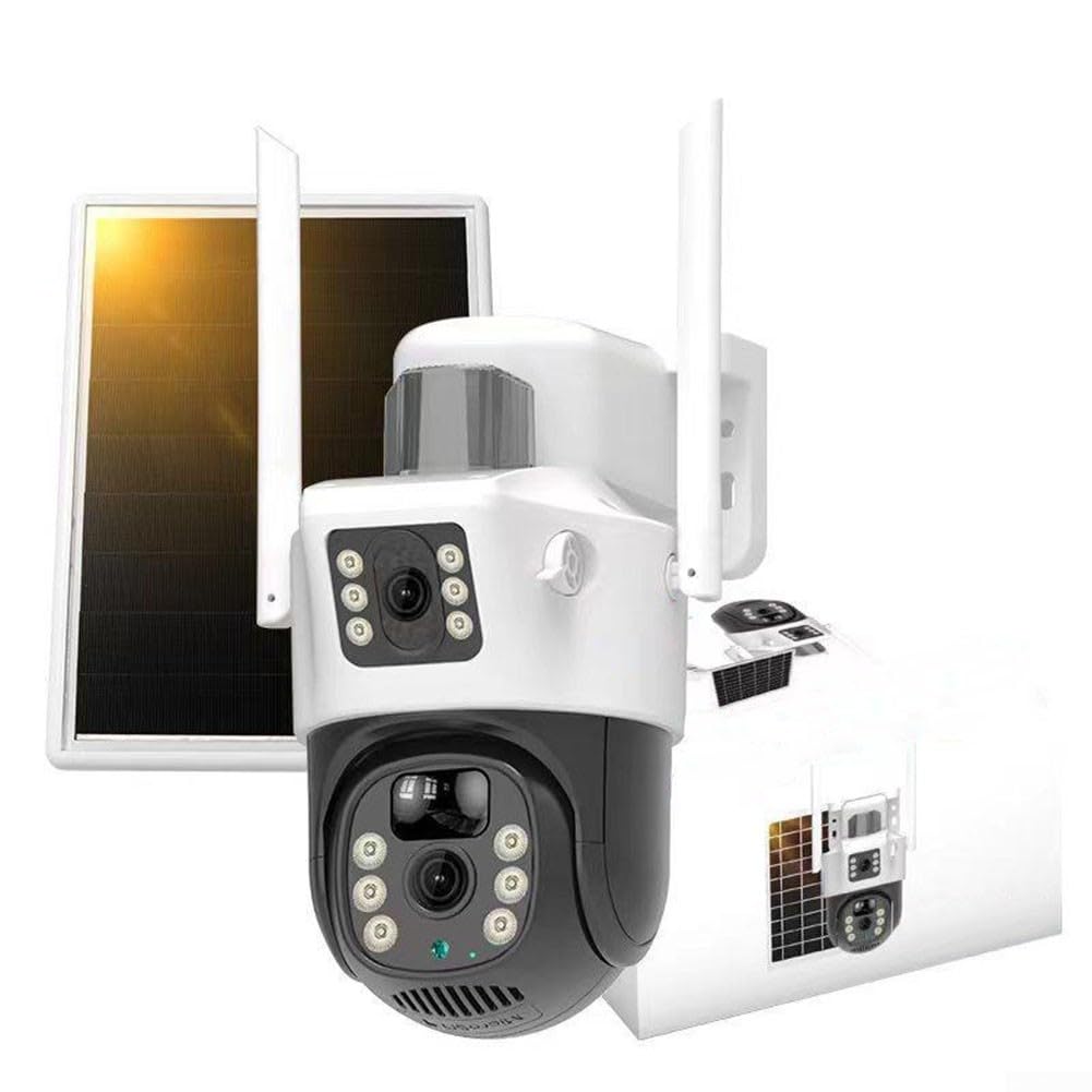 Bezprzewodowa kamera bezpieczeństwa, zewnętrzna, solarna, 4 MP, podwójny obiektyw, 4G, PTZ, system CCTV, kolorowa, do noktowizji, dwukierunkowy dźwięk, inteligentne wykrywanie osób, IP66, do