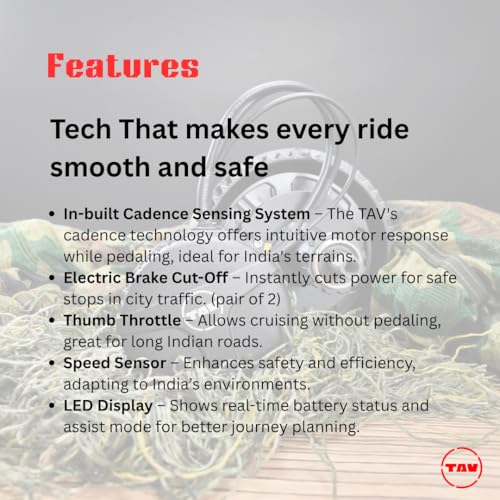 Image of TAV 250W Mid-Drive Electric Bicycle Conversion Kit with 36V 13.25 Ah Battery & Digital LCD Display - Better Range, Premium Torque for Hills, DIY Upgrade for MTB, Hybrid, Road Bicycle