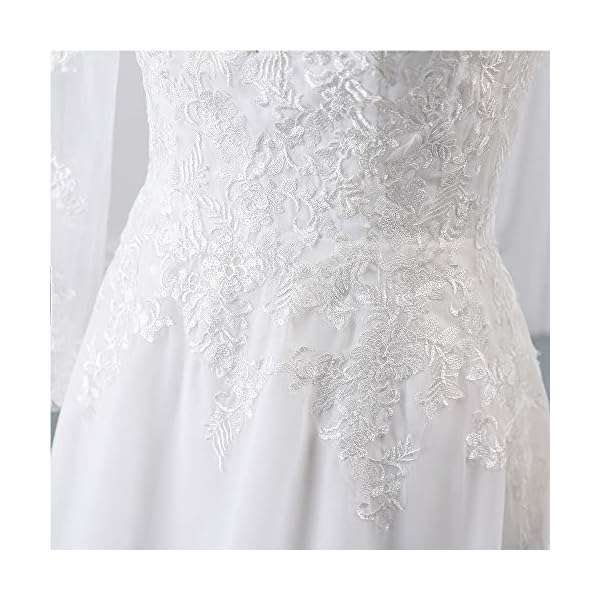 Findlovewedding-Wedding-Dresses-for-Bride-2021-with-Lace-Appliques Findlovewedding Wedding Dresses for Bride 2023 with Lace Appliques Chiffon A Line Women Dress Long Sleeves Beach Bride Dress US14 Ivory