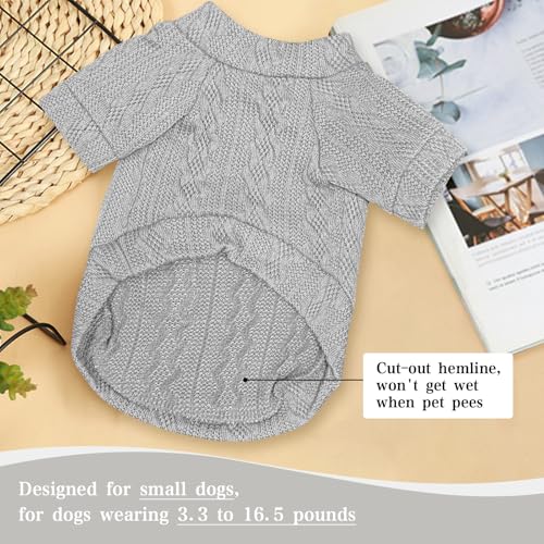 Winmany Pullover für kleine und mittelgroße Hunde und Katzen, Rollkragenkleidung, Chihuahua, Yorkie, Welpen, einfarbig, Grau, Größe M
