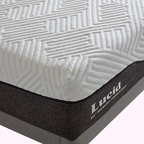 Lucid 10 Inch Hybrid Mattress – Bamboo Charcoal And Aloe Vera Infused- Memory Foam Mattress- Moisture Wicking – Odor Reducing #TOP7