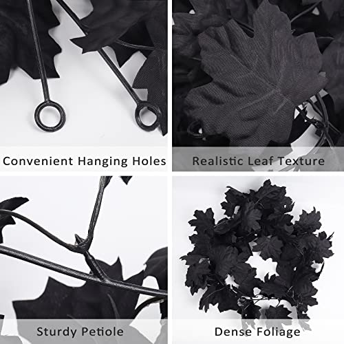 Fall Decor Black Garland, Black Decorations Halloween Garland, Fall Wall Hanging Maple Leaves, Artificial Black Maple Leaf Vine, Halloween Decorations Clearance,Fall Decoration For Home, Pack Of 2… #TOP2