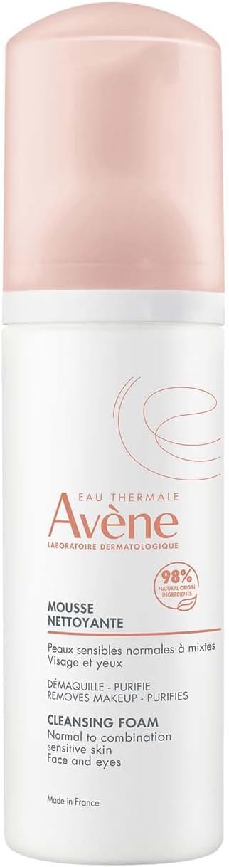 AVENE Essential - Cleansing Foam - Gently Removes Makeup - Purifying & Soothing - With Avène Thermal Spring Water & Glycerin-Based Formula - Soap-Free - Vegan - Combination, Sensitive Skin - 150 ml