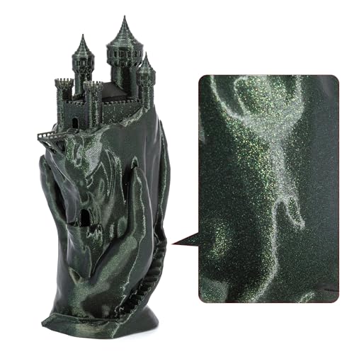 Image of Opal Gold Green Chameleon PLA 1.75mm 1kg ColorShift Glitter 3D Filament FDM | Glitter sparkle Chameleon color change Hide layer lines Low warping No tangle 1kg spool 2.2lbs for Printer Bambu Snapmaker