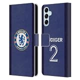 Head Case Designs Officially Licensed Chelsea Football Club Antonio Rüdiger 2020/21 Players Home Kit Group 1 Leather Flip Case Compatible with Samsung Galaxy M14 5G