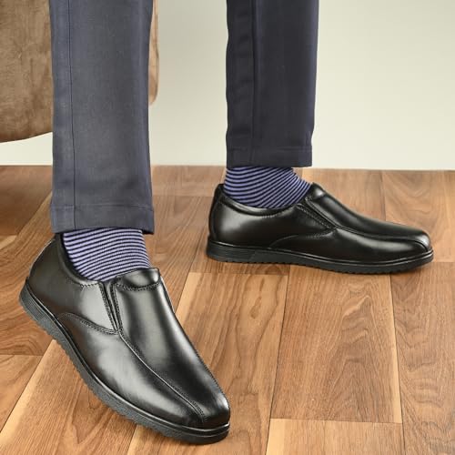 Image of Blue Leather By Centrino Genuine Leather Slip-On Men's Formal Shoe |Stylish with Soft Cushioned Insole |Trendy Non Lace-Up Design |Durable Leather with Anti-Skid Sole | Perfect for Formal Wear (3955)