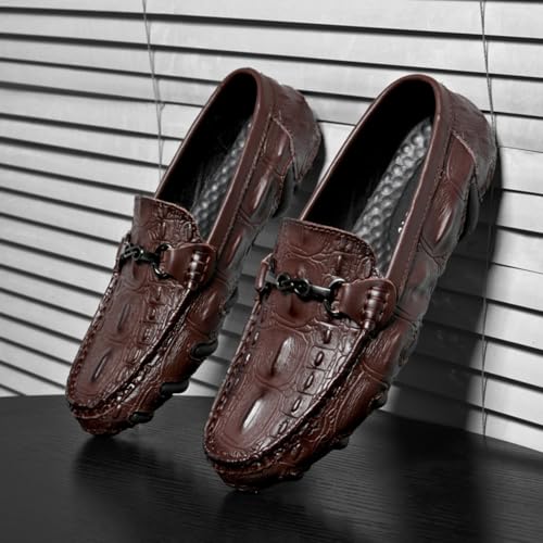 Men Slip On Loafers Alligator Printed Faux Leather Driving Shoes for Men Comfortable Non Slip Rubber Sole Lightweight Casual Business Office Shoes4
