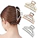 VinBee 3 PACK Large Metal Hair Claw Clips Hair Catch Barrette Jaw Clamp for Women Half Bun Hairpins for Thick Hair (Silver + Gold + Rose Gold)