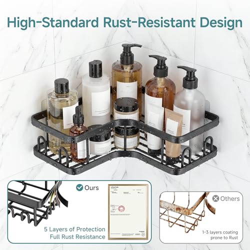 Veken Corner Shower Caddy 3-Pack, Advanced Rustproof Design&Stable Storage
