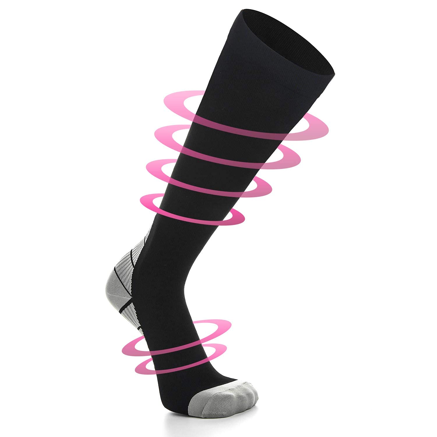 2 Pares Calcetines/Medias de Compresión para Hombres y Mujeres, Running, Deporte, Correr, Senderismo, Volar, Viajar, Varicosas, Embarazo y Médicos