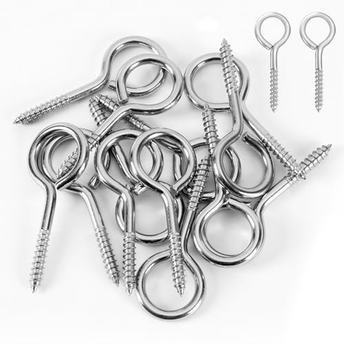 Augsun 326-6646 12 Pack 2.5 Inch Eye Hooks Screw, Heavy Duty 304 Stainless Steel Eye Screw cover