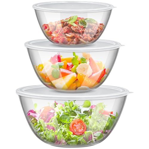 Juego de 3 tazones de vidrio con tapa 4.4, 2.7 y 2.1 QT miniatura 1