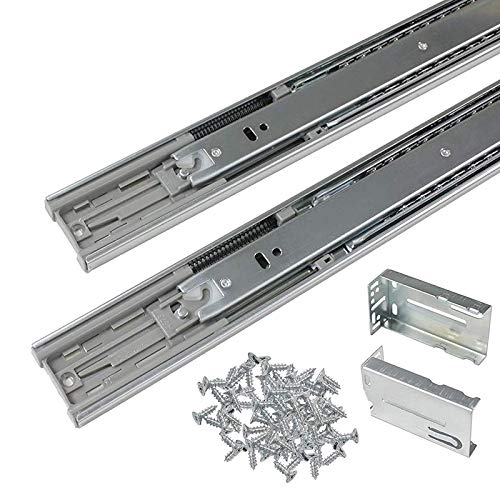Gobrico 10 Pairs of 20-Inch Rear/Side Mount Soft Close Ball Bearing Drawer Slides with Brackets Full Extension 3-Fold Drawer Glides