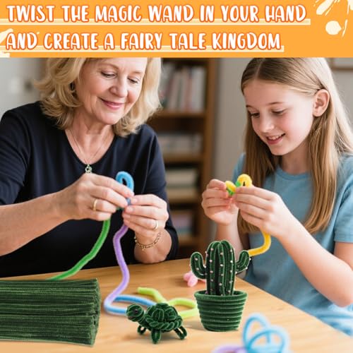 Image of 100 Pieces Pipe Cleaners Bulk Chenille Stem Sage Green Pipe Cleaners | Fuzzy Sticks Pipe Cleaners for Crafts Festival Home Decorations