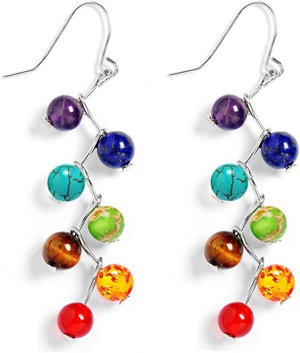 1 Pair Earrings for Mujere Natural Rainbow Stone Sterling Silver Stud Earrings Beautiful,with a Jewellery Bag